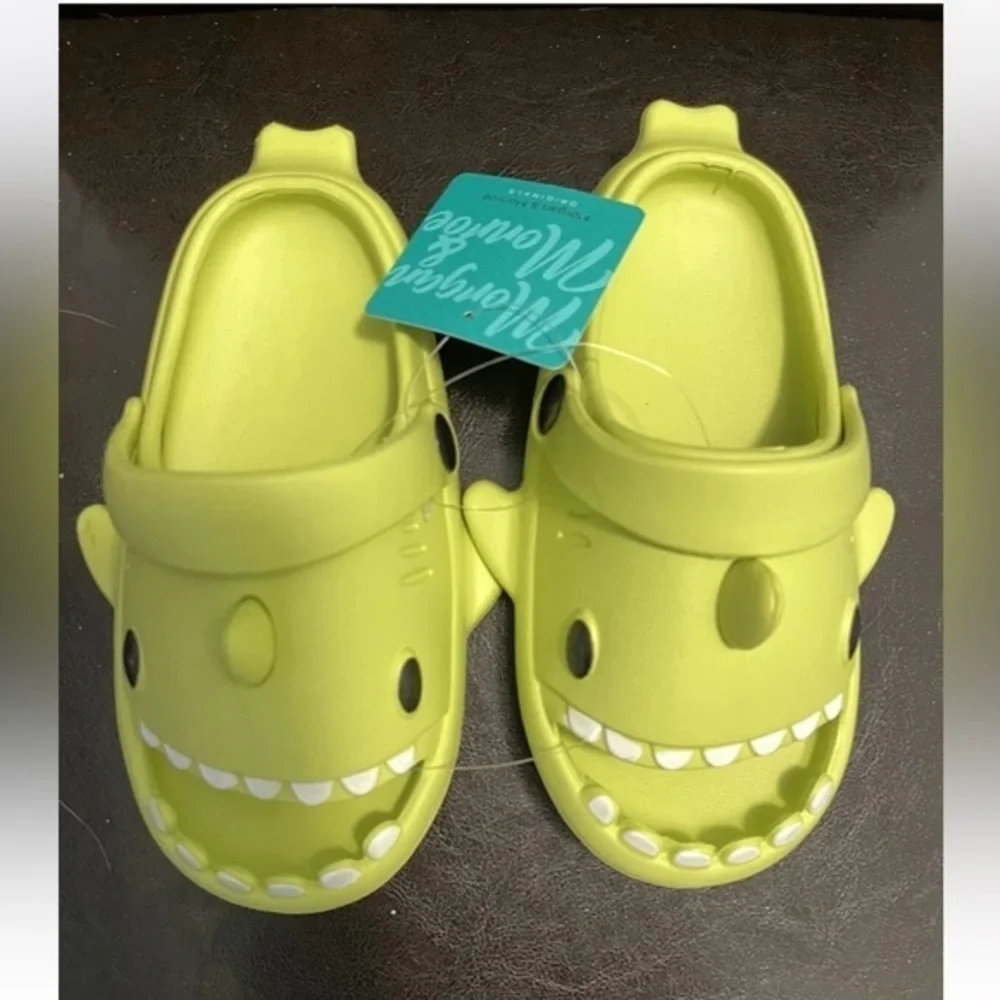 Toddler Slides Sandals Water Shoes Green Shark Monster Size 11